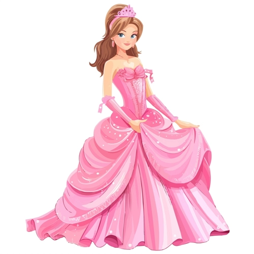 Princess Theme Pink Royal Princess Gown Transparent Sticker